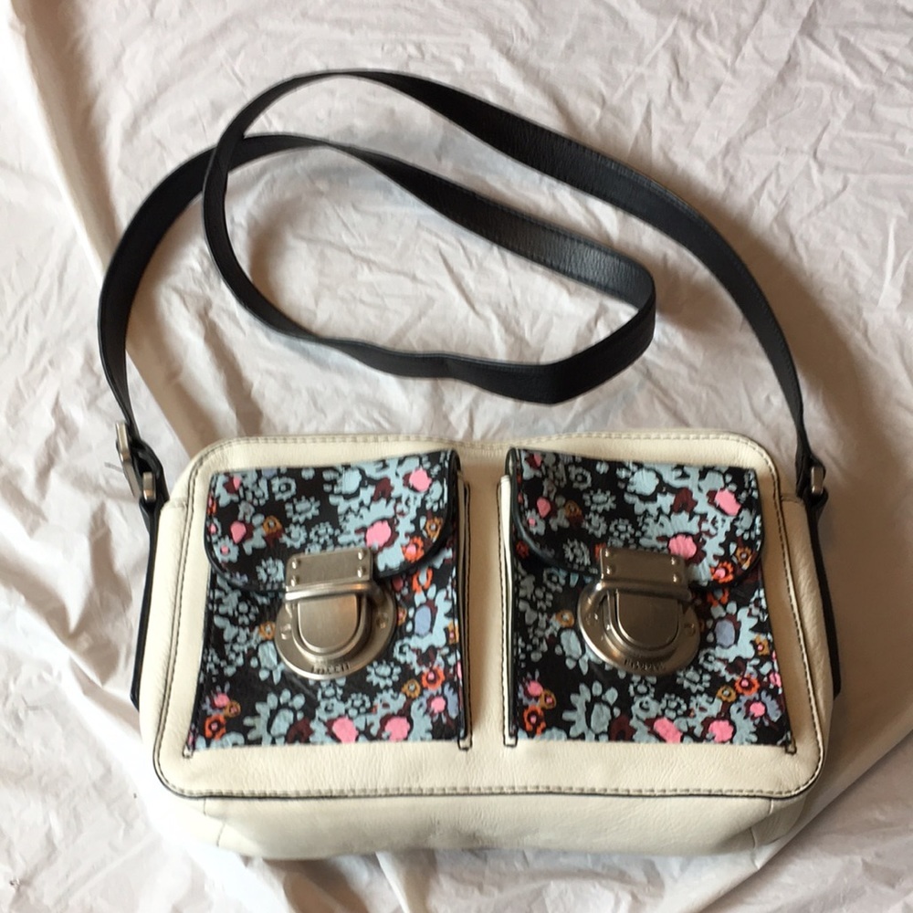 Fossil White Cowhide Leather Crossbody Purse